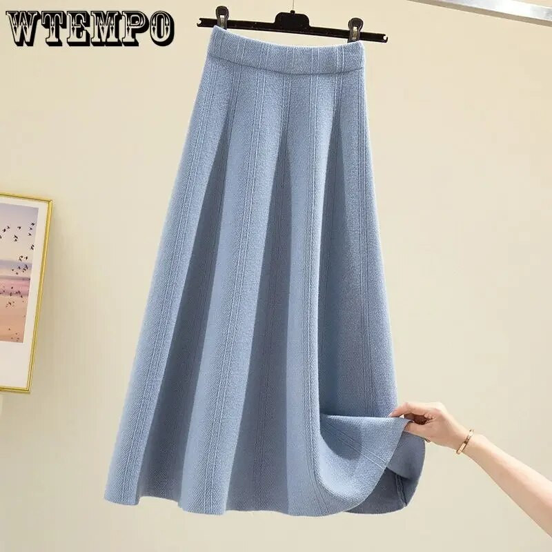 Moteriškas megztas sijonas ilgas megztas apatinis sijonas rudeniui ir žiemai, pristatymas