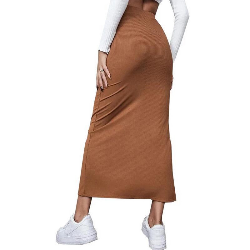 Femei Semi rochie Culoare uni Primavara Toamna Vara Street Casual Party Fusta cu talie inalta cu tivul despicat