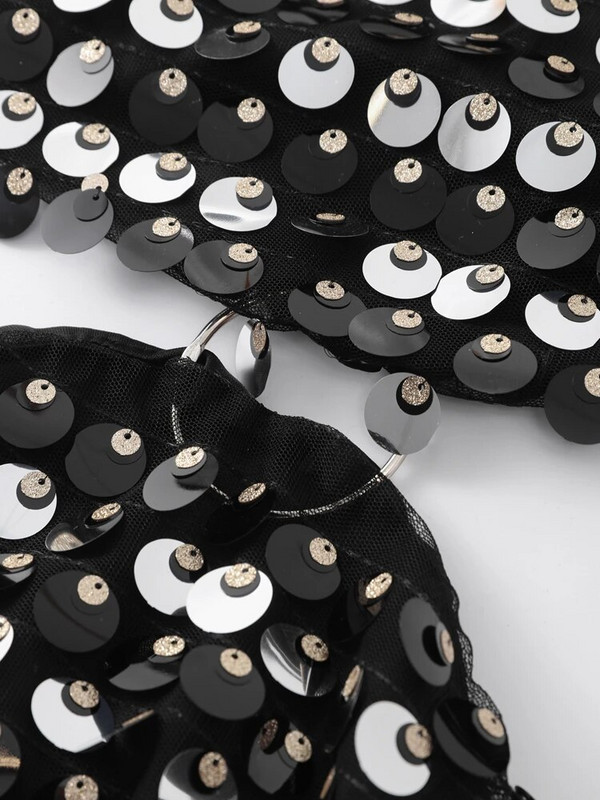 Rochie de seară cu paiete sexy pentru femei, cu mânecă lungă, cu decolteu O, subțire, fără spate, la modă, mini rochii 2023, pentru petrecere, haină cu ghirlă