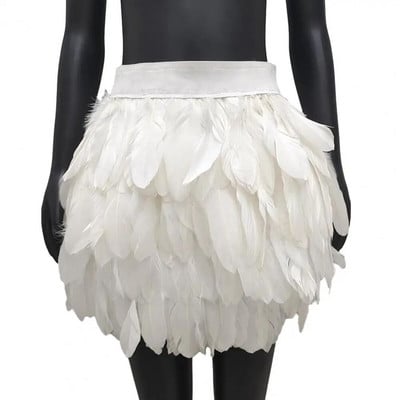 Ručno šivana suknja Ručno šivana festivalska suknja od umjetnog perja za scenski nastup Halloween Party punk mini kratka suknja