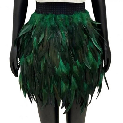 Ručno šivana suknja Ručno šivana festivalska suknja od umjetnog perja za scenski nastup Halloween Party punk mini kratka suknja