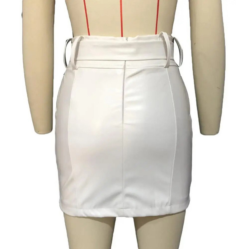 Γυναικείες φούστες PU Δερμάτινο σκίσιμο με δεμένη λεπτομέρεια Μίνι στενή φούστα με σκίσιμο γυναικεία ρούχα στο κάτω μέρος 2023 Νέα μόδα