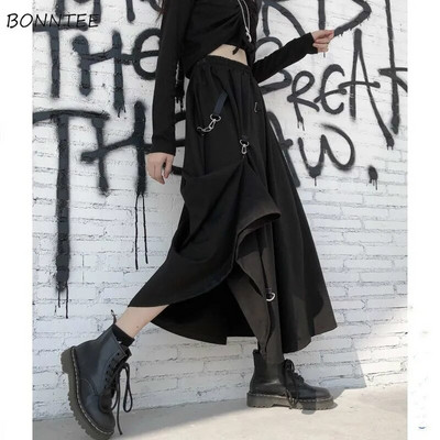 Sijonai Moteriški Harajuku Juodi 3XL Vintage Fashion BF Style Empire High Street Ladies Visų rungtynių laisvalaikio Faldas Retro Юбка Женская