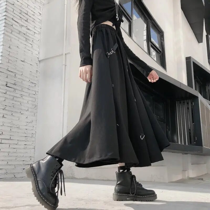 Fuste Femei Harajuku Negru 3XL Vintage Moda BF Stil Empire High Street Doamnelor All-match Casual Faldas Retro Юбка Женская