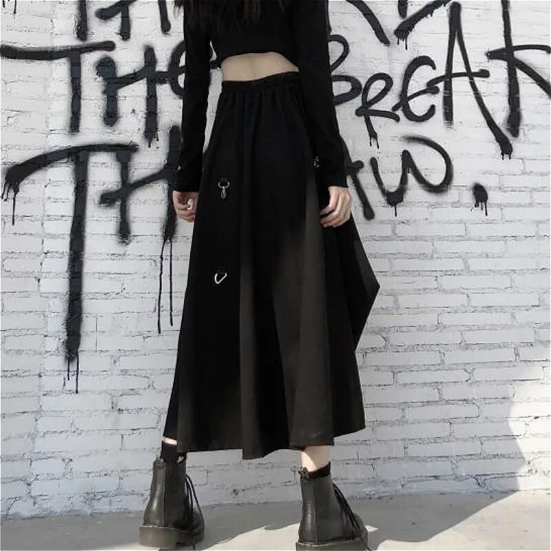 Fuste Femei Harajuku Negru 3XL Vintage Moda BF Stil Empire High Street Doamnelor All-match Casual Faldas Retro Юбка Женская