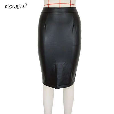 Νέο στυλ 2019 Ψηλόμεση σπαστή PU φούστα Γυναικεία μόδα Zipper Plus Velvet Casual Φούστες Γυναικεία Μαύρη Δερμάτινη Pencil Φούστα