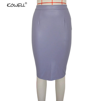 Νέο στυλ 2019 Ψηλόμεση σπαστή PU φούστα Γυναικεία μόδα Zipper Plus Velvet Casual Φούστες Γυναικεία Μαύρη Δερμάτινη Pencil Φούστα