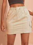 Ženska modna kargo mini suknja Vintage elegantna elastična papirnata vrećica s džepovima sa strane, ležerna kratka suknja a kroja Mujer