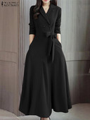 ZANZEA Párty A-Line oblek golier dlhé košeľové šaty dámske šaty s dlhým rukávom elegantné maxi šaty vesta 2023 jeseň obväz ležérny župan