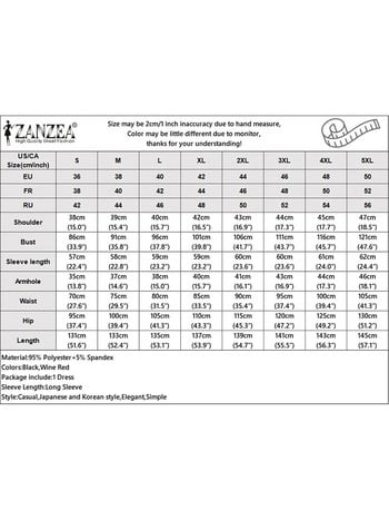 ZANZEA Party A-Line Κοστούμι γιακά Φόρεμα Μακρυμάνικο Γυναικείο Φορέματα Κομψό Maxi Vestdido 2023 Φθινοπωρινό επίδεσμο Casual Robe