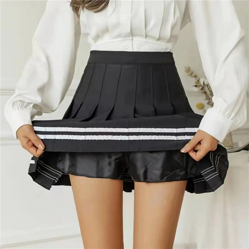 Preppy πλισέ φούστα Γυναικεία φοιτητική κοντή φούστα Νέα ριγέ ναυτικό μονόχρωμο μονόχρωμη γλυκιά φούστα σε γραμμή Α Μισή φούστα ψηλόμεση