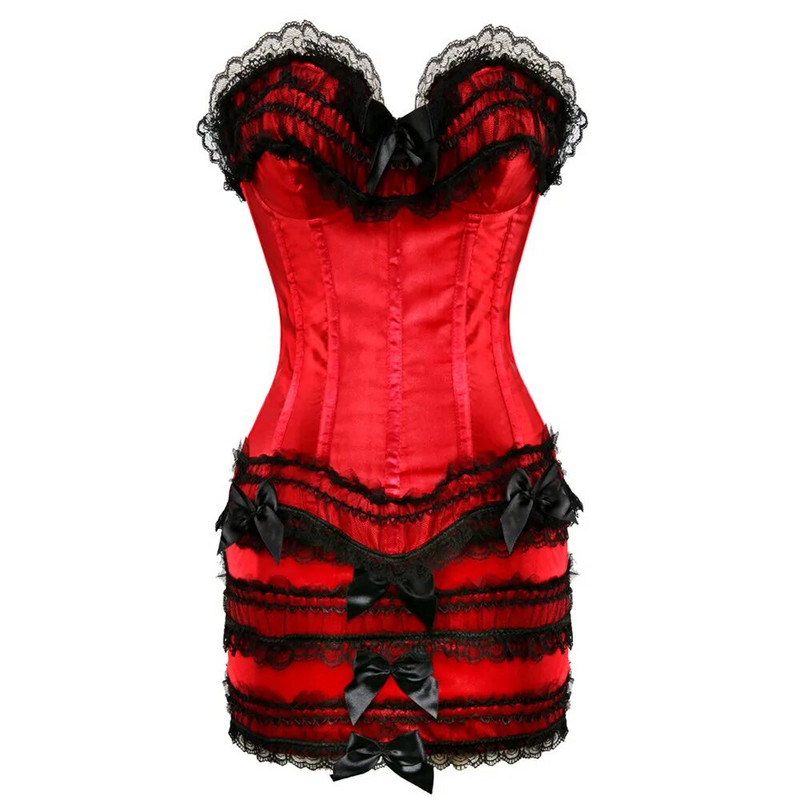 Ženska gotička seksi čipkana mini elastična suknja uz kroj Showgirl moda Victorian Burlesque Party Dance Corsets Suknja Clubwear