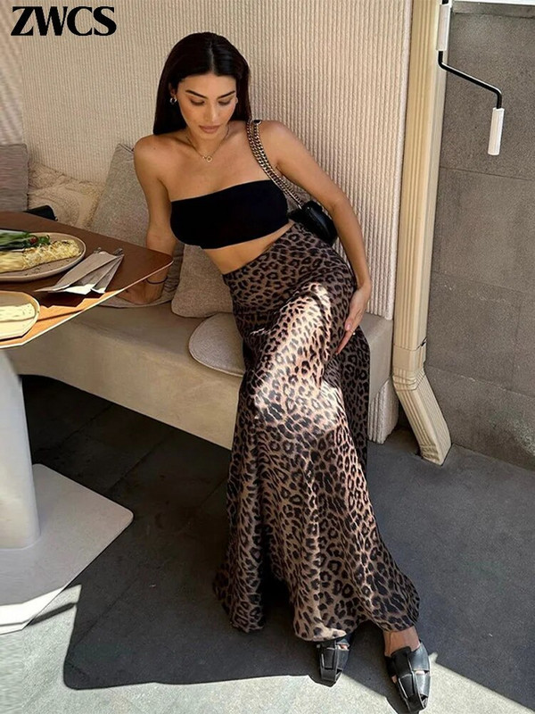 Ženske suknje s trubom s leopard printom, seksi suknja s patentnim zatvaračem s omotom na bokovima i sirenama, 2024., nova ženska ulična odjeća za proljeće i ljeto