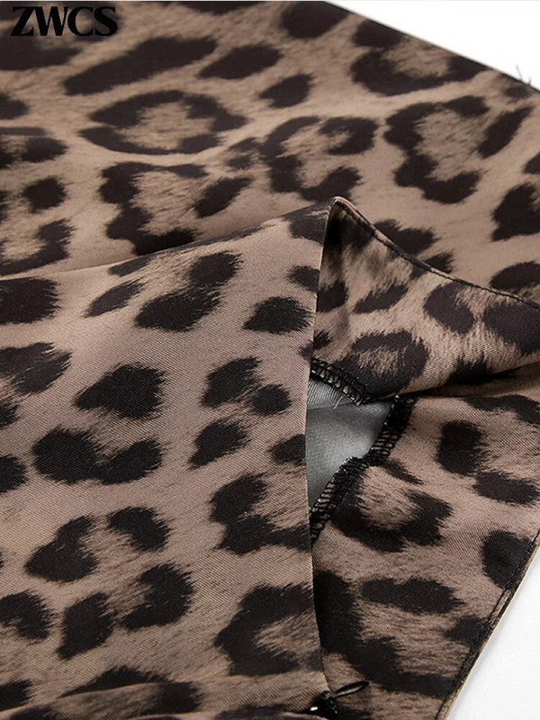 Ženske suknje s trubom s leopard printom, seksi suknja s patentnim zatvaračem s omotom na bokovima i sirenama, 2024., nova ženska ulična odjeća za proljeće i ljeto