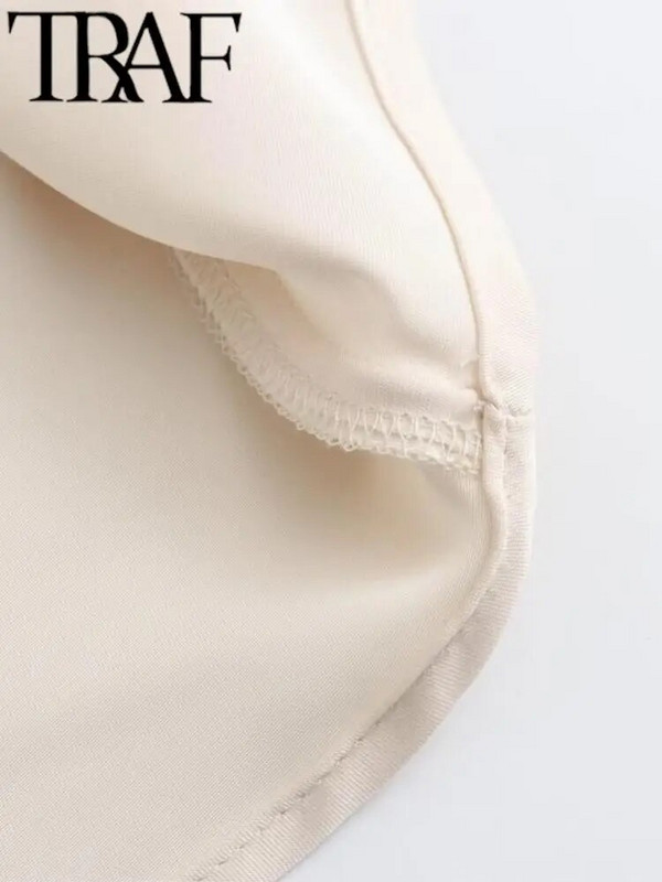 TRAF GAL Ležerna ženska maksi dugačka suknja Elastična ležerna ženska satenska suknja A kroja visokog struka Jupe Bež 2024. Proljeće Y2K