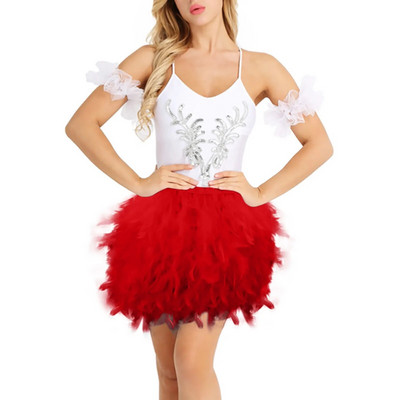 2024-es női tömör tollszoknya Stage Performance ruházat Rövid szoknya lányoknak divatos partiszoknya Új divatos sokoldalú ruha
