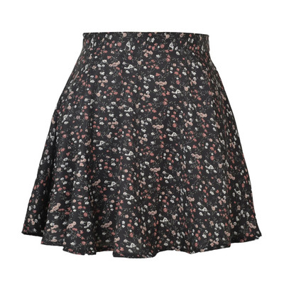 Fusta mini cu umbrelă cu talie înaltă cu imprimeu floral de vară pentru femei, cu fermoar invizibil, cu imprimeu de șifon, fustă scurtă pentru femei 2022