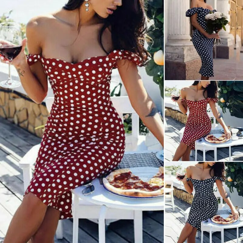 Bodycon haljina Ljetna ženska bandage ogrtač Dugi ogrtač bez rukava s volanima Bodycon haljina na točkice Večernja haljina za zabavu Robe Femme