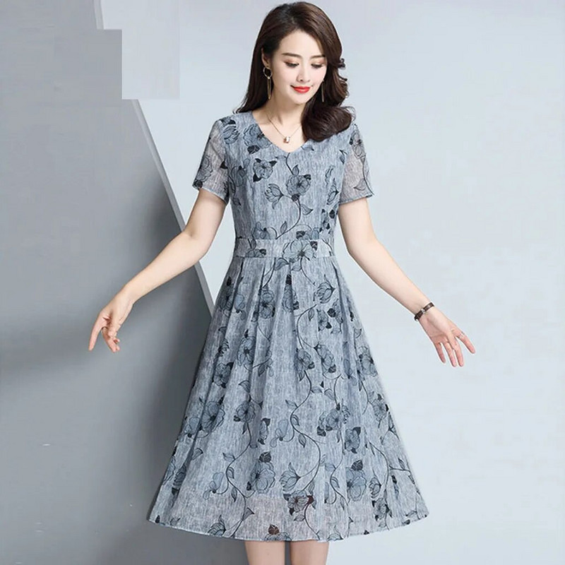 Dámske ležérne šaty Boho vintage kvetinový vzor krátke rukávy šaty s výstrihom do V v spodnej časti chrbta letné priedušné streetwear šaty