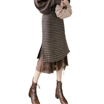 Toamnă Iarnă Nou La modă Fusta în carouri Elegantă Ocazional Versatil Elegant Confortabil pentru navetă Fusta tânără Y2K