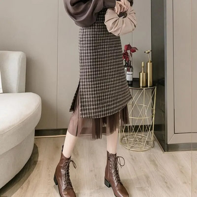 Ženska jesen zima nova moderna elegantna karirana suknja ležerna svestrana elegantna udobna za putovanje na posao mladenačka Y2K suknja