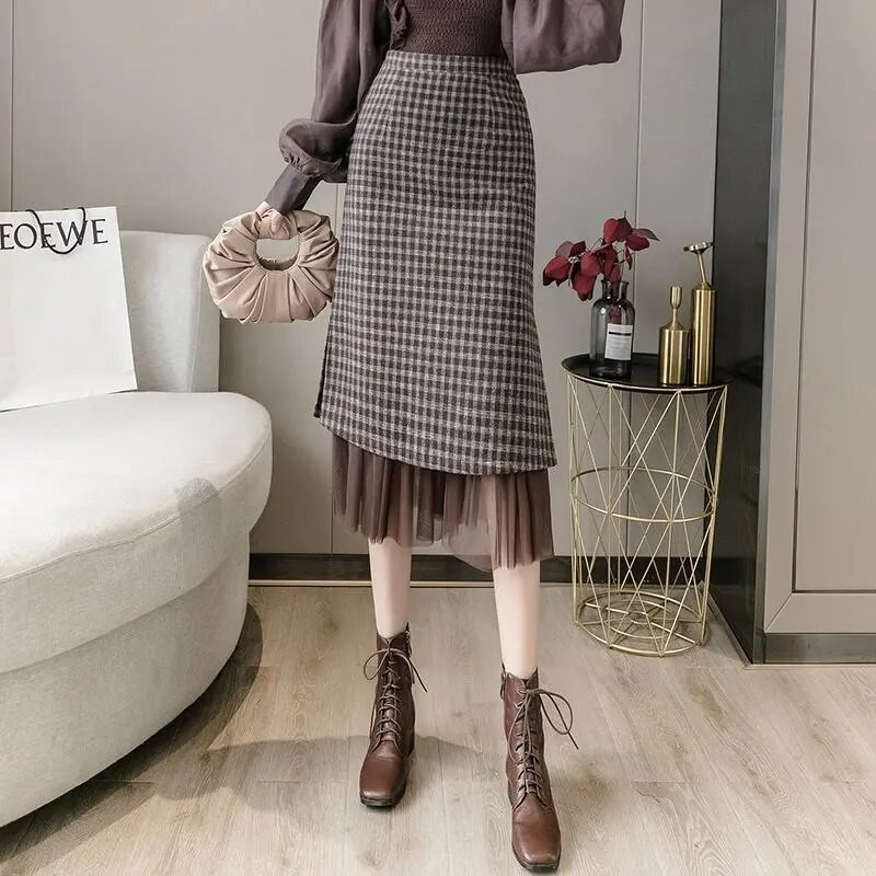 Ženska jesen zima nova moderna elegantna karirana suknja ležerna svestrana elegantna udobna za putovanje na posao mladenačka Y2K suknja