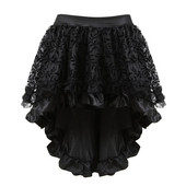Fusta gotică din dantelă Steampunk Dantela florală asimetrică Fuste cu volane înalte și joase pentru femei Corset asortat Fusta burlescă victoriană