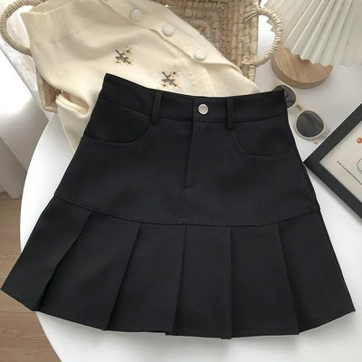 Ženska plisirana suknja visokog struka y2k Ljetne ležerne Kawaii A kroja Karirane crne teniske japanske školske uniforme Mini suknje za djevojčice