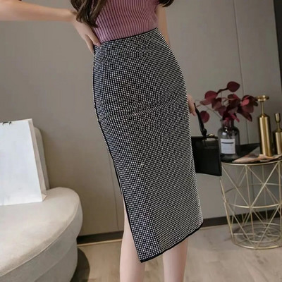 Rochie pentru femei, solidă, moda imperiu, diamante, fustă elastică, strânsă, coreeană, sexy, pentru femei, stil euro-american