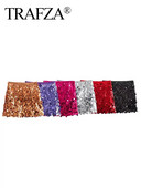 Μίνι Γυναικεία TRAFZA Φούστα Y2k Vintage Παγιέτες A Line Ψηλόμεση Slim Φούστες Lady Sexy Clubwear Party Clothing Γυναικεία φούστα