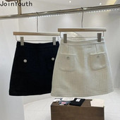Bež suknje uz kroj za žene 2023. Faldas Mujer De Moda Vintage od tvida Vintage Jupe Vintage korejska Saia mini suknja A kroja 27t885