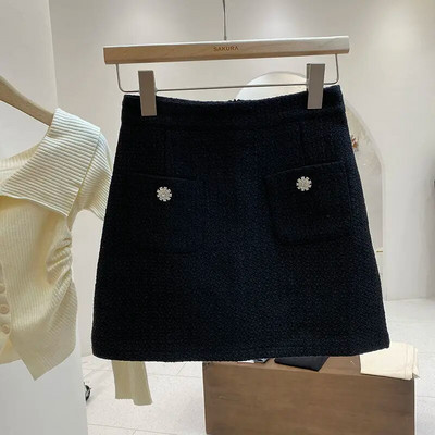 Bež suknje uz kroj za žene 2023. Faldas Mujer De Moda Vintage od tvida Vintage Jupe Vintage korejska Saia mini suknja A kroja 27t885