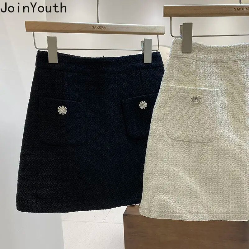 Bež suknje uz kroj za žene 2023. Faldas Mujer De Moda Vintage od tvida Vintage Jupe Vintage korejska Saia mini suknja A kroja 27t885
