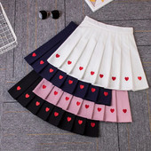 Plisirana mini suknja s crnim srcem i vezom Ženska ljetna suknja za srednjoškolke Slatka suknja visokog struka Aline Saia Feminina