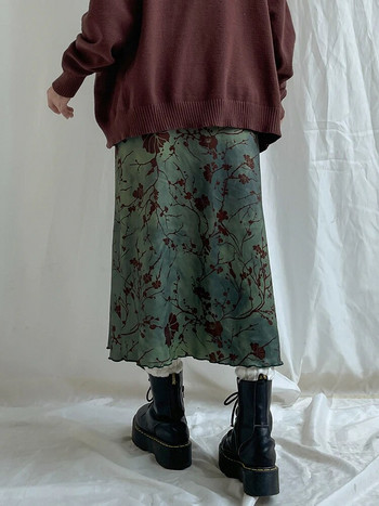 Rapcopter Y2K Floral Midi φούστες χαμηλής μέσης Grunge Fairycore Vintage μακριές πλισέ φούστες Γυναικείες Holiday Chic Bottom Κορεάτικα 90s