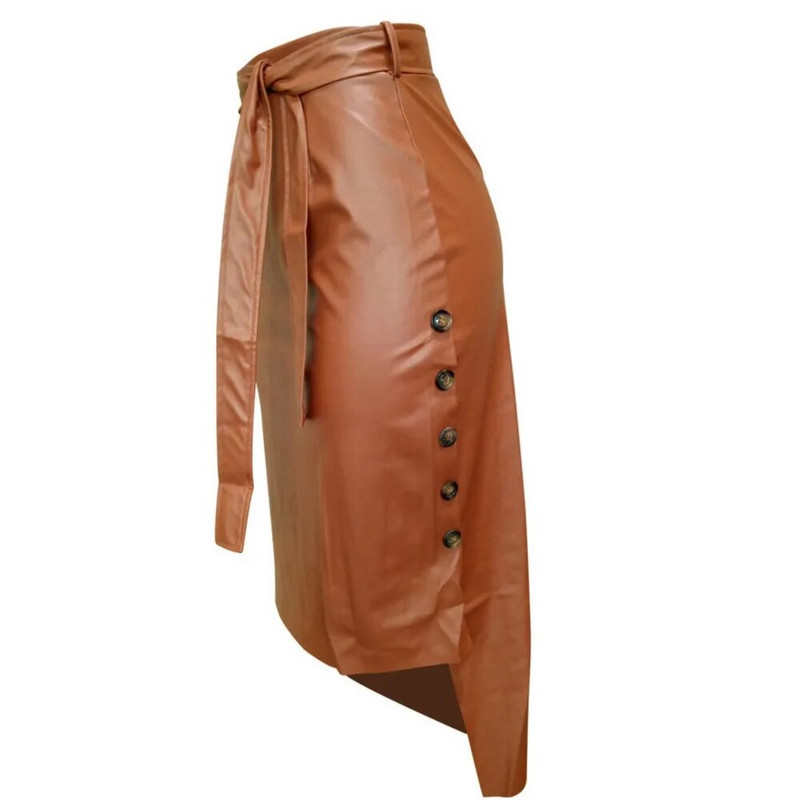 Ženska asimetrična pencil suknja visokog struka Ženska ulična odjeća Elegantna ženska torba Odjeća za bokove od PU kože