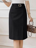 ZANZEA Fashion Work Tanka suknja Ženska starinska pencil midi suknja s patentnim zatvaračem Elegantne gornje suknje s gumbima Ženske jesenske jednobojne haljine