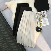 Korejske modne duge suknje u elegantnom stilu Ženske a-kroja Visoki struk Ženske plisirane suknje Elegantna Faldas Ajustadas suknja Dropship