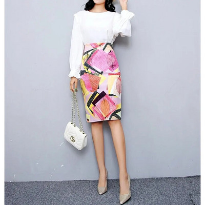 Ženske modne elastične pencil suknje visokog struka Midi suknja Ženska midi suknja sa zmijolikim printom