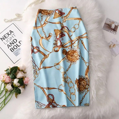 Ženske modne elastične pencil suknje visokog struka Midi suknja Ženska midi suknja sa zmijolikim printom