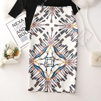 Ženske modne elastične pencil suknje visokog struka Midi suknja Ženska midi suknja sa zmijolikim printom