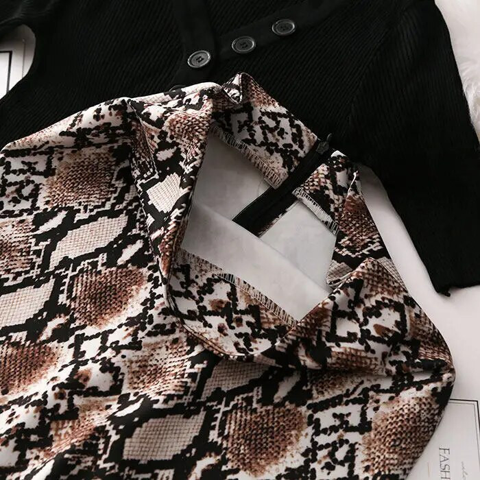 Ženske modne elastične pencil suknje visokog struka Midi suknja Ženska midi suknja sa zmijolikim printom