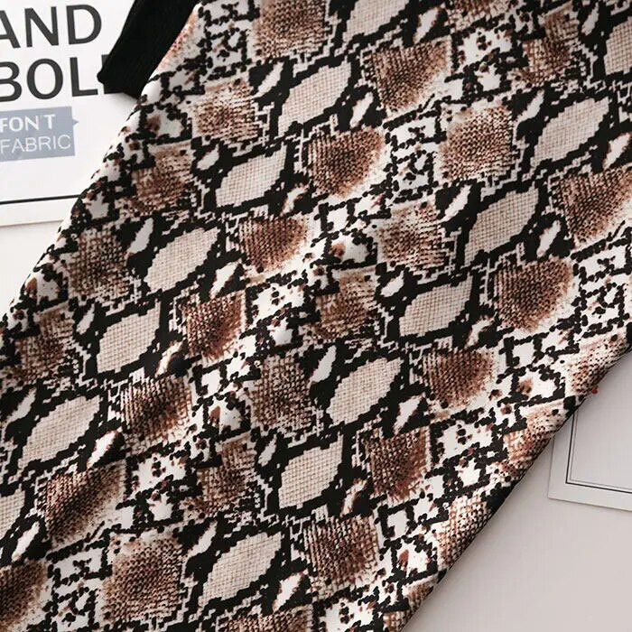 Ženske modne elastične pencil suknje visokog struka Midi suknja Ženska midi suknja sa zmijolikim printom