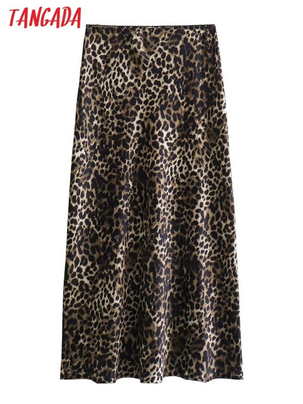 Tangada 2023 új női leopárd szoknya, magas derekú, cipzáras női elegáns hosszú szoknya PH34