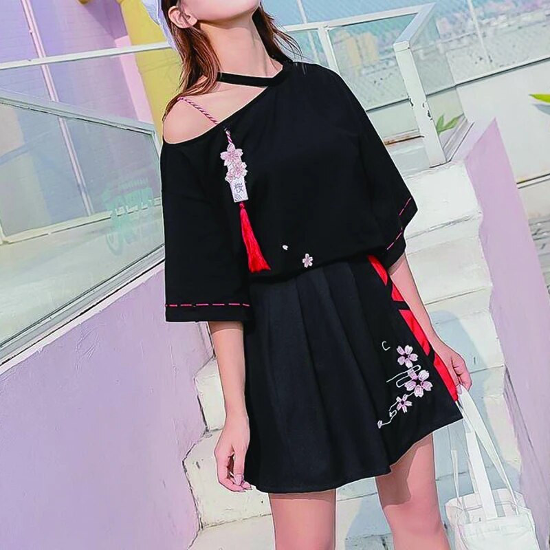 Nova suknja od gaze na vezanje visokog struka Harajuku Y2K Gothic Harajuku ležerna široka suknja