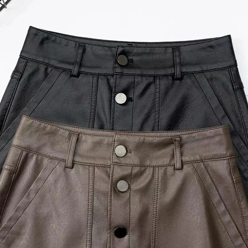 Jesen Zima Kožna suknja Ženska modna elegantna PU duga midi suknja velikih veličina Ženska suknja visokog struka s podijeljenim paketom 5XL