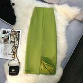 2023-as új Simplicity magas derekú, egyszínű szoknya irodai női temperamentum, osztott táska csípőszoknyák őszi női ruházat