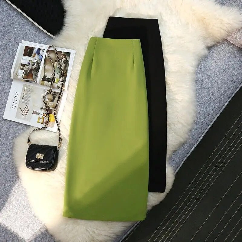 2023-as új Simplicity magas derekú, egyszínű szoknya irodai női temperamentum, osztott táska csípőszoknyák őszi női ruházat