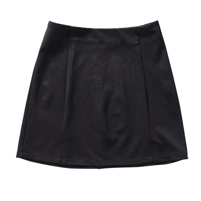 vintage seksi bočni prorezi Tanka svestrana crna kratka suknja visokog struka elastična kratka suknja u paketu suknja poluduga ženska y2k