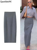 Fusta solidă, elegantă, casual, pentru femei, 2023, toamnă, ventilație în spatele fermoarului, cu talie înaltă, pachet șold pentru femei, fuste lungi Midi Y2K, îmbrăcăminte de stradă